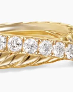 Crossover Two Row Ring 18K Yellow Gold with Diamonds, 5mm