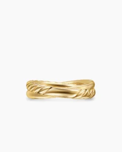 Crossover Two Row Ring 18K Yellow Gold with Diamonds, 5mm