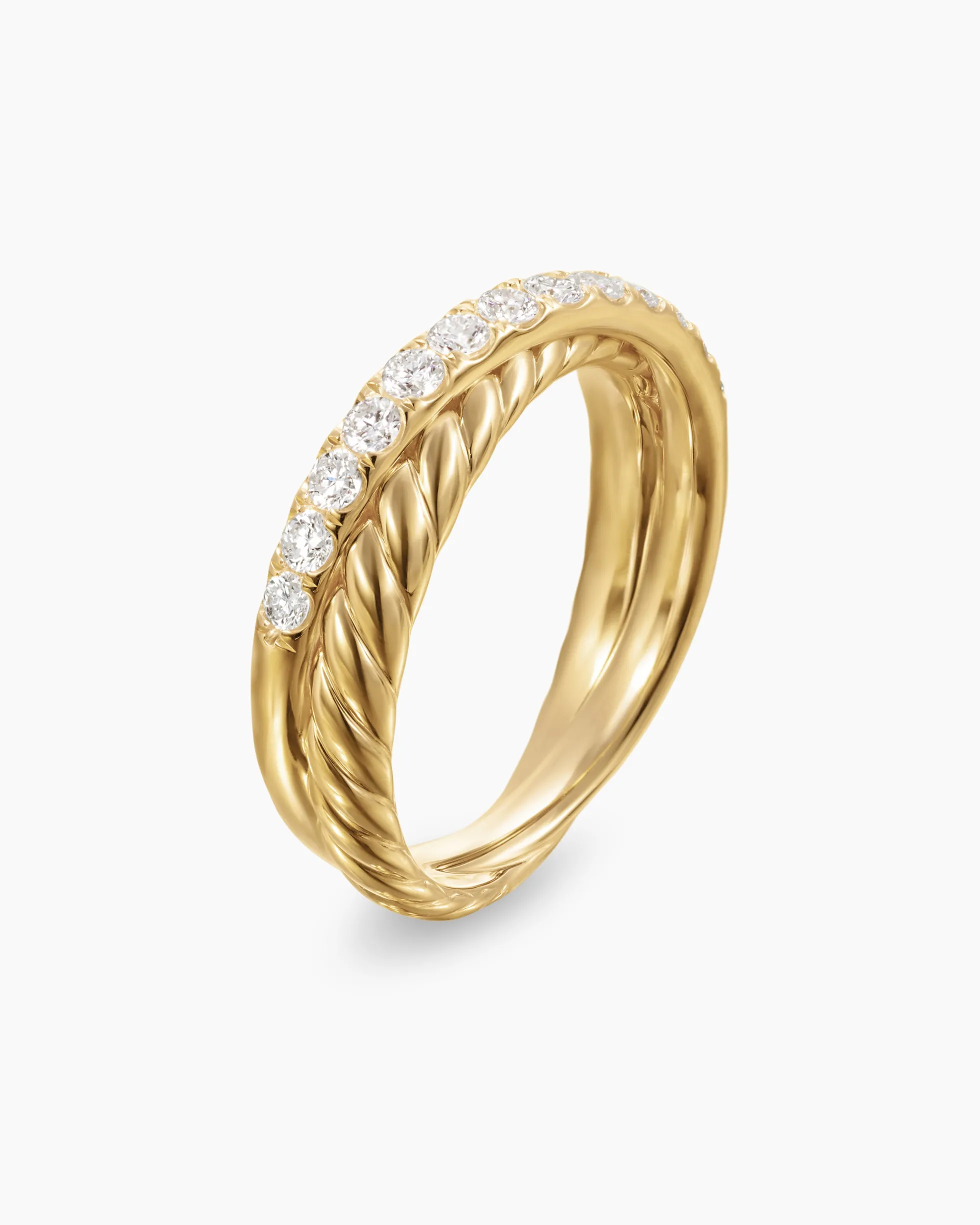 Crossover Two Row Ring 18K Yellow Gold with Diamonds, 5mm