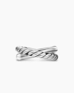 Crossover Two Row Ring Sterling Silver, 7.4mm