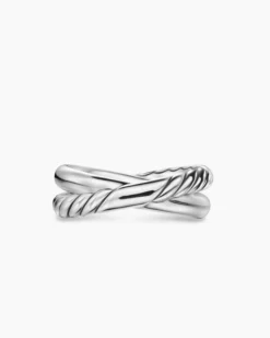 Crossover Two Row Ring Sterling Silver, 7.4mm