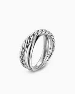 Crossover Two Row Ring Sterling Silver, 7.4mm