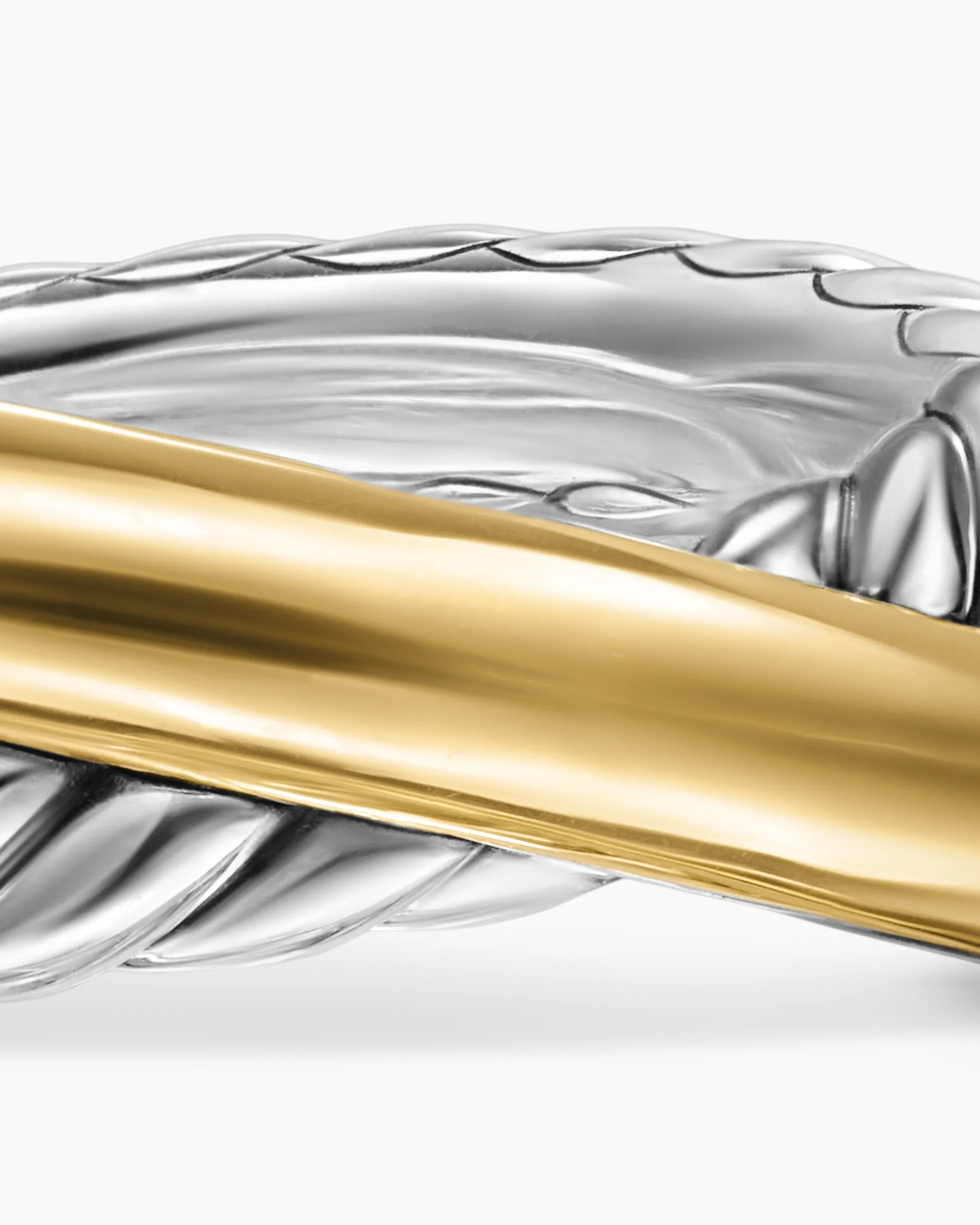 Crossover Two Row Ring Sterling Silver with 14K Yellow Gold, 7.4mm