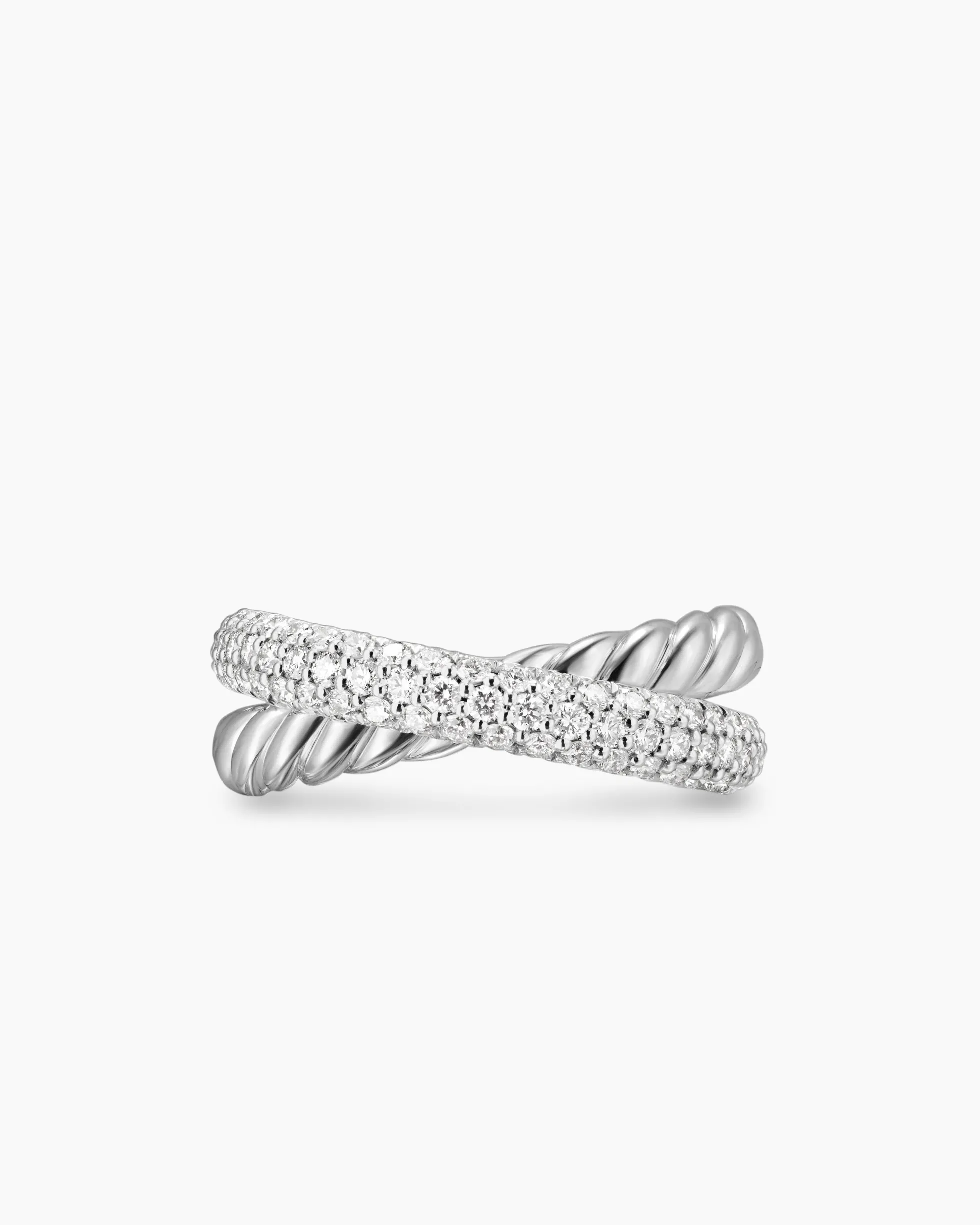 Crossover Two Row Ring Sterling Silver with Diamonds, 7.4mm
