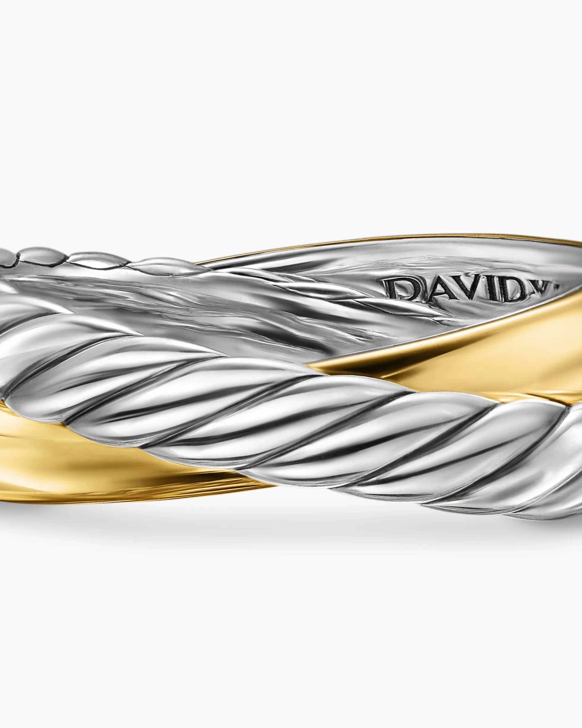 Crossover Two Row Rotating Ring Sterling Silver with 14K Yellow Gold, 7mm