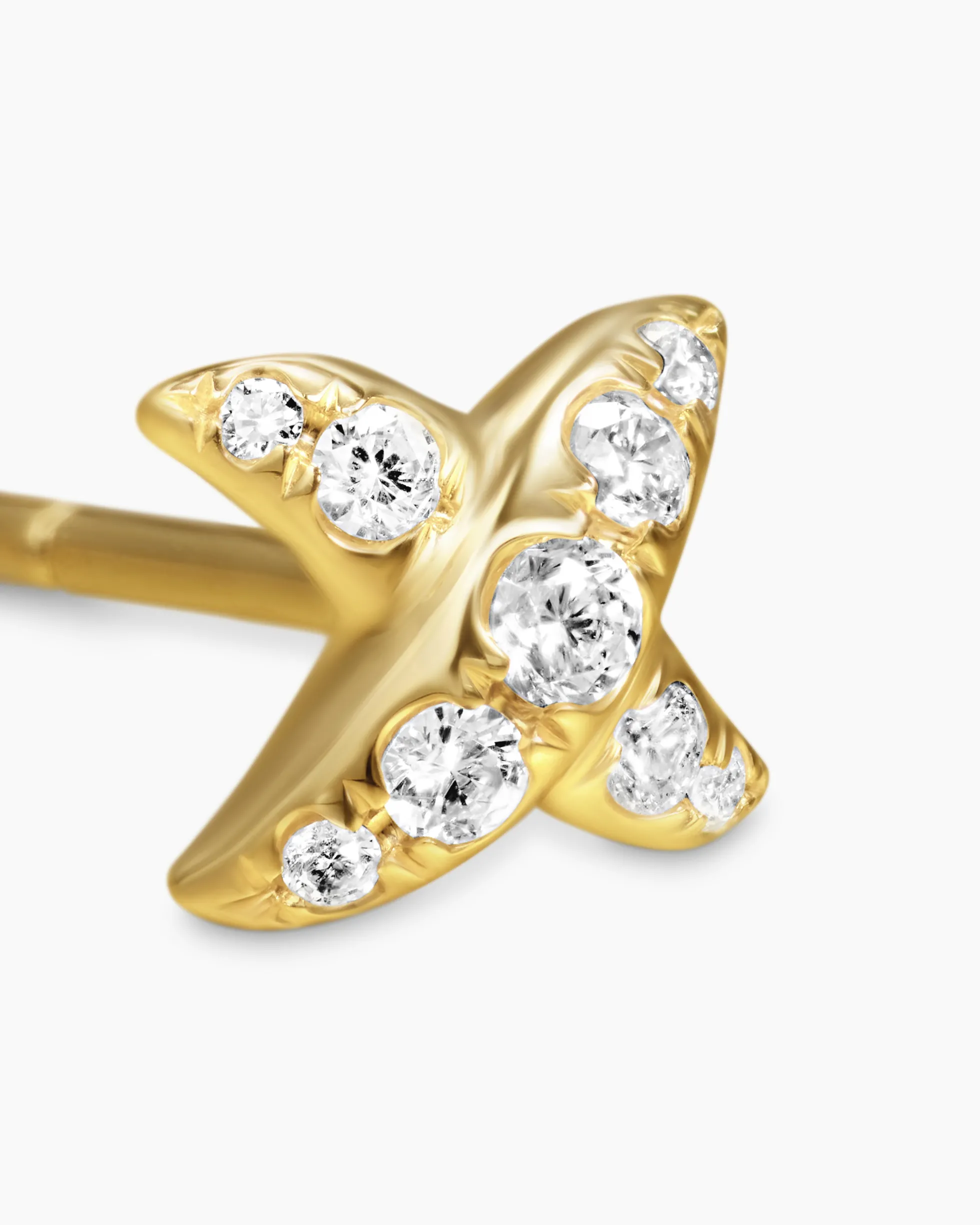 Crossover X Stud Earrings 18K Yellow Gold with Diamonds, 6mm