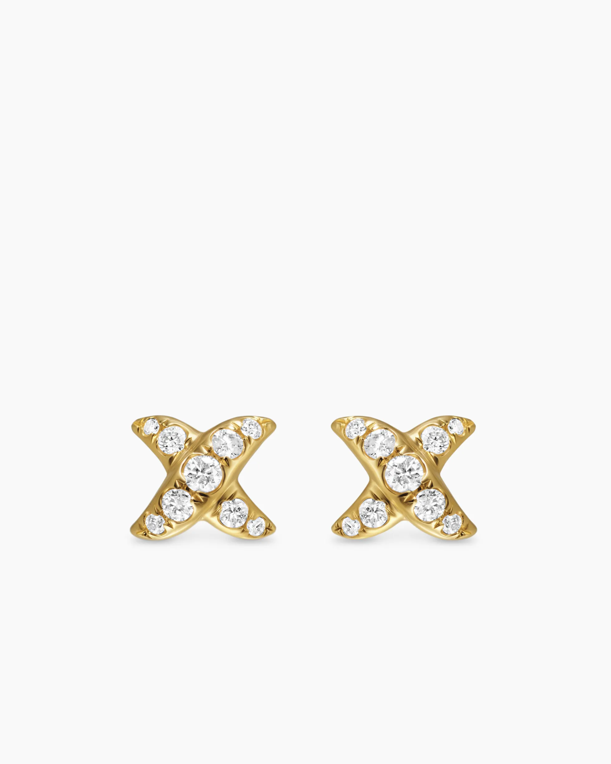 Crossover X Stud Earrings 18K Yellow Gold with Diamonds, 6mm