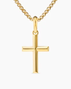 Cross Pendant 18K Yellow Gold, 24mm