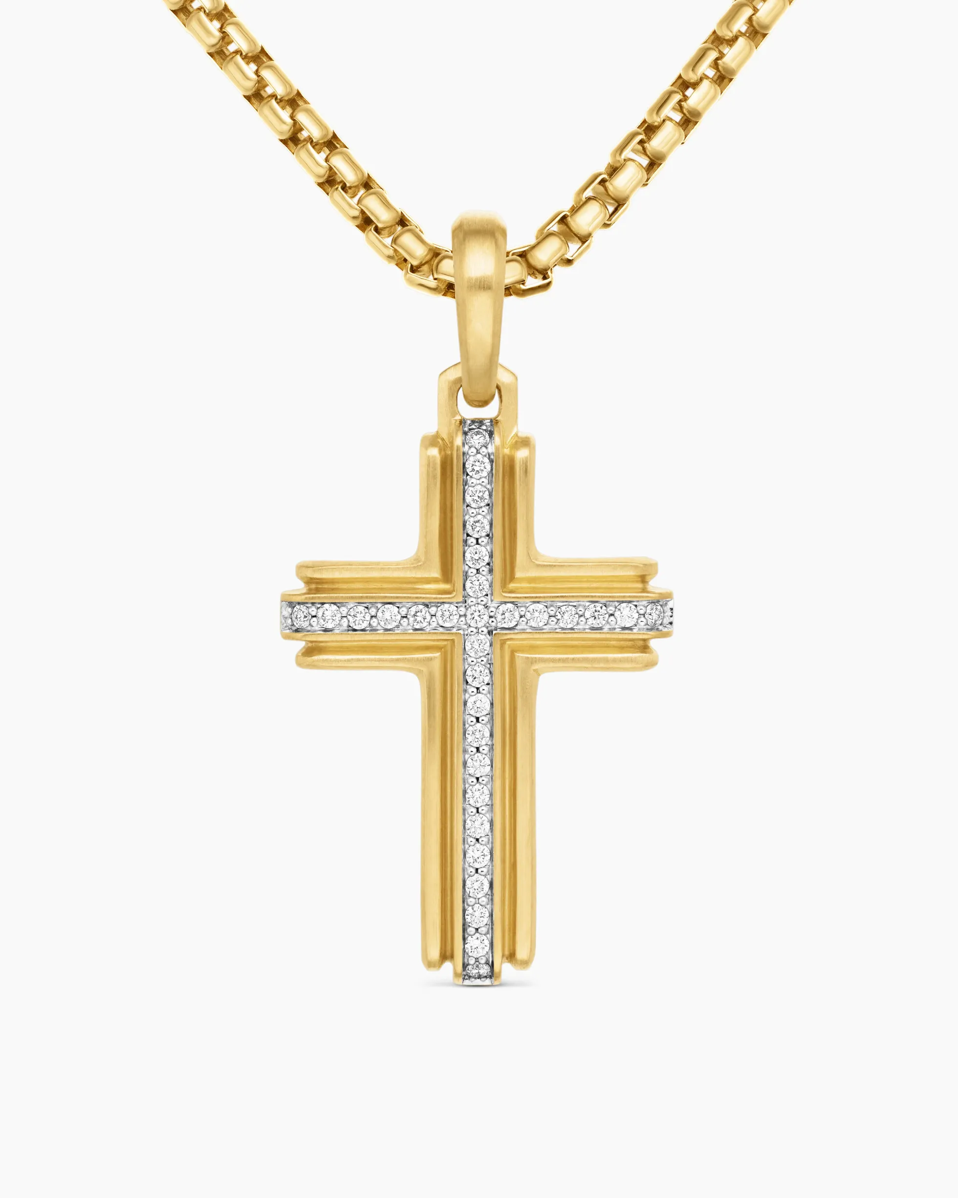 Cross Pendant 18K Yellow Gold with Diamonds, 34mm