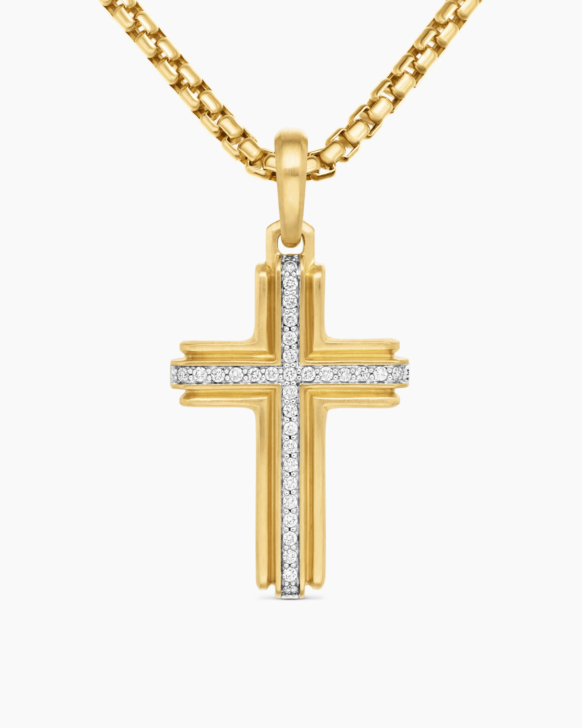 Cross Pendant 18K Yellow Gold with Diamonds, 34mm