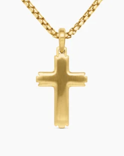 Cross Pendant 18K Yellow Gold with Diamonds, 34mm