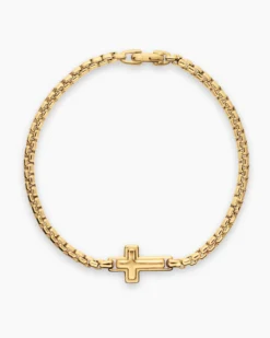 Cross Station Bracelet 18K Yellow Gold, 3.4mm