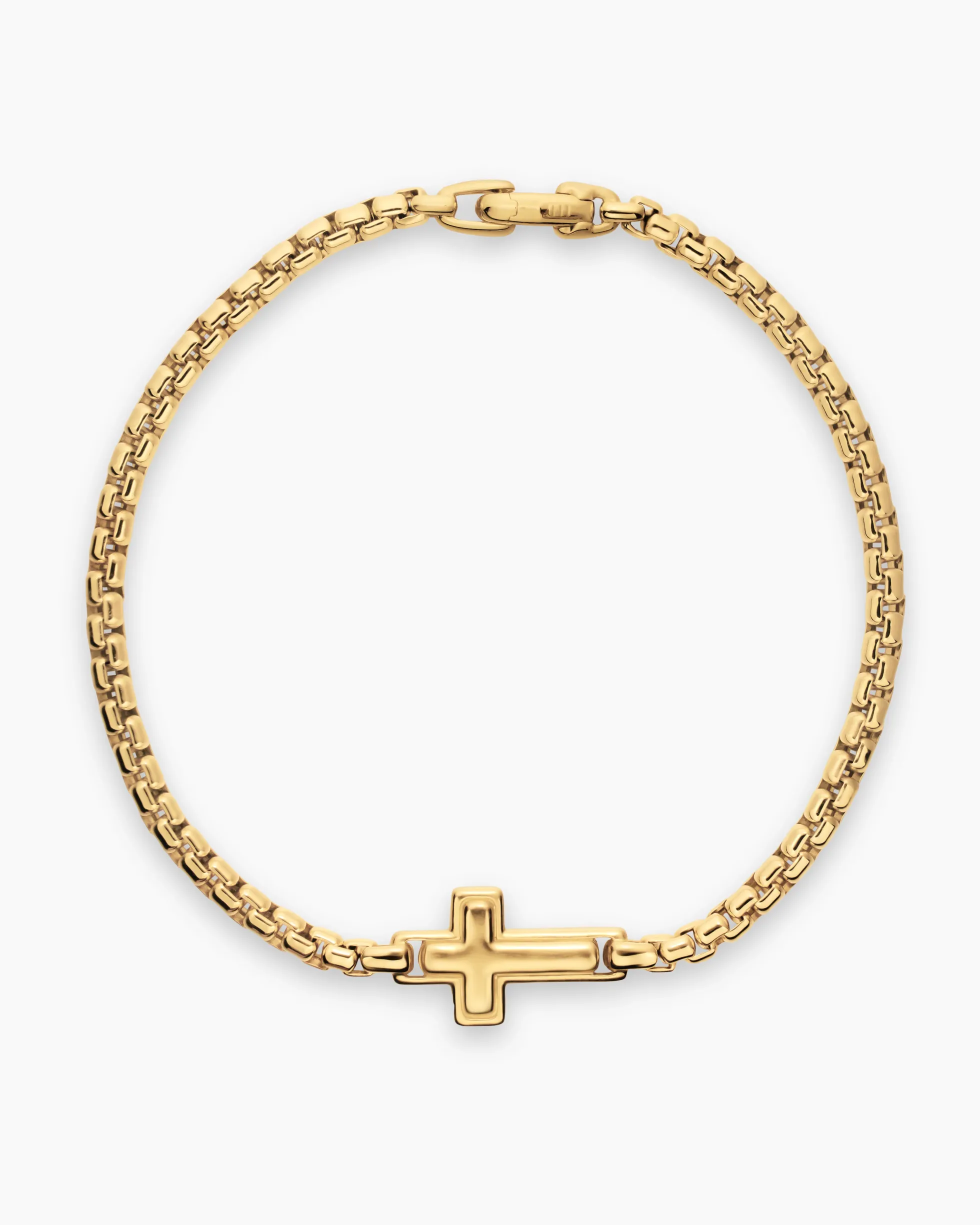 Cross Station Bracelet 18K Yellow Gold, 3.4mm