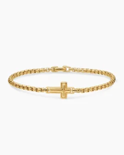 Cross Station Bracelet 18K Yellow Gold, 3.4mm