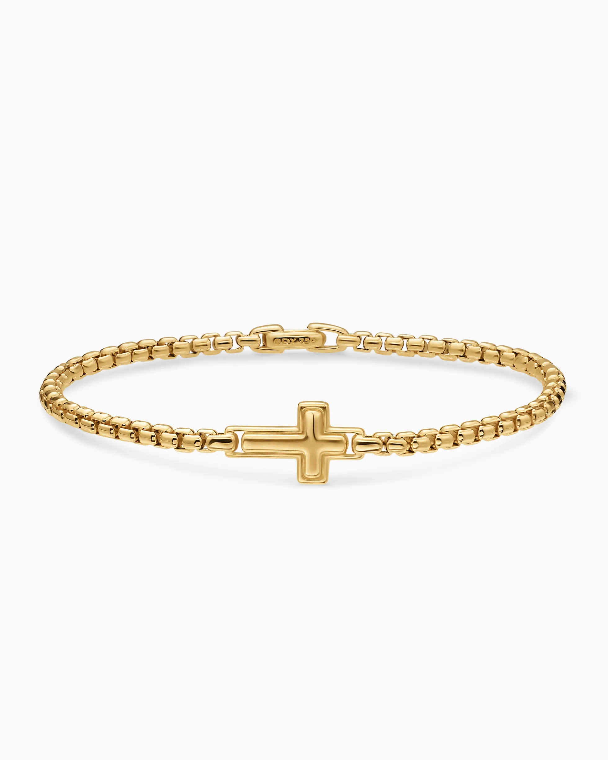 Cross Station Bracelet 18K Yellow Gold, 3.4mm