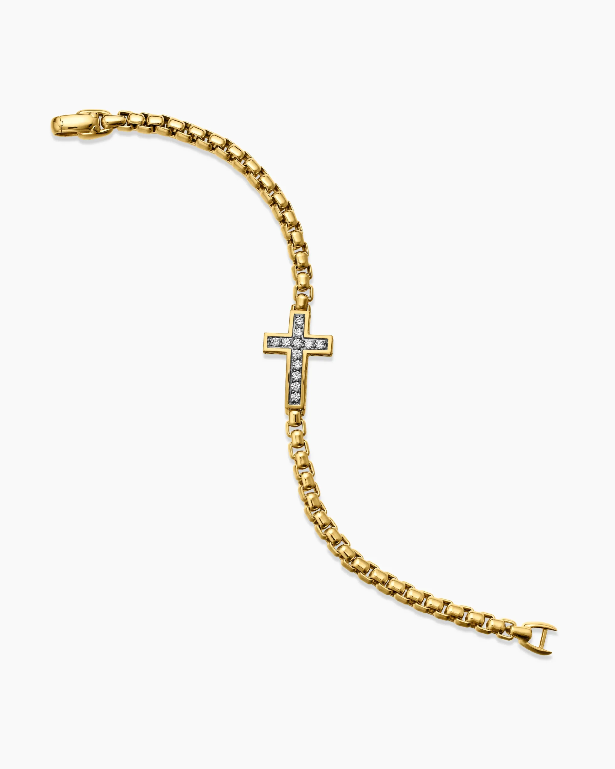 Cross Station Bracelet 18K Yellow Gold with Diamonds, 5mm