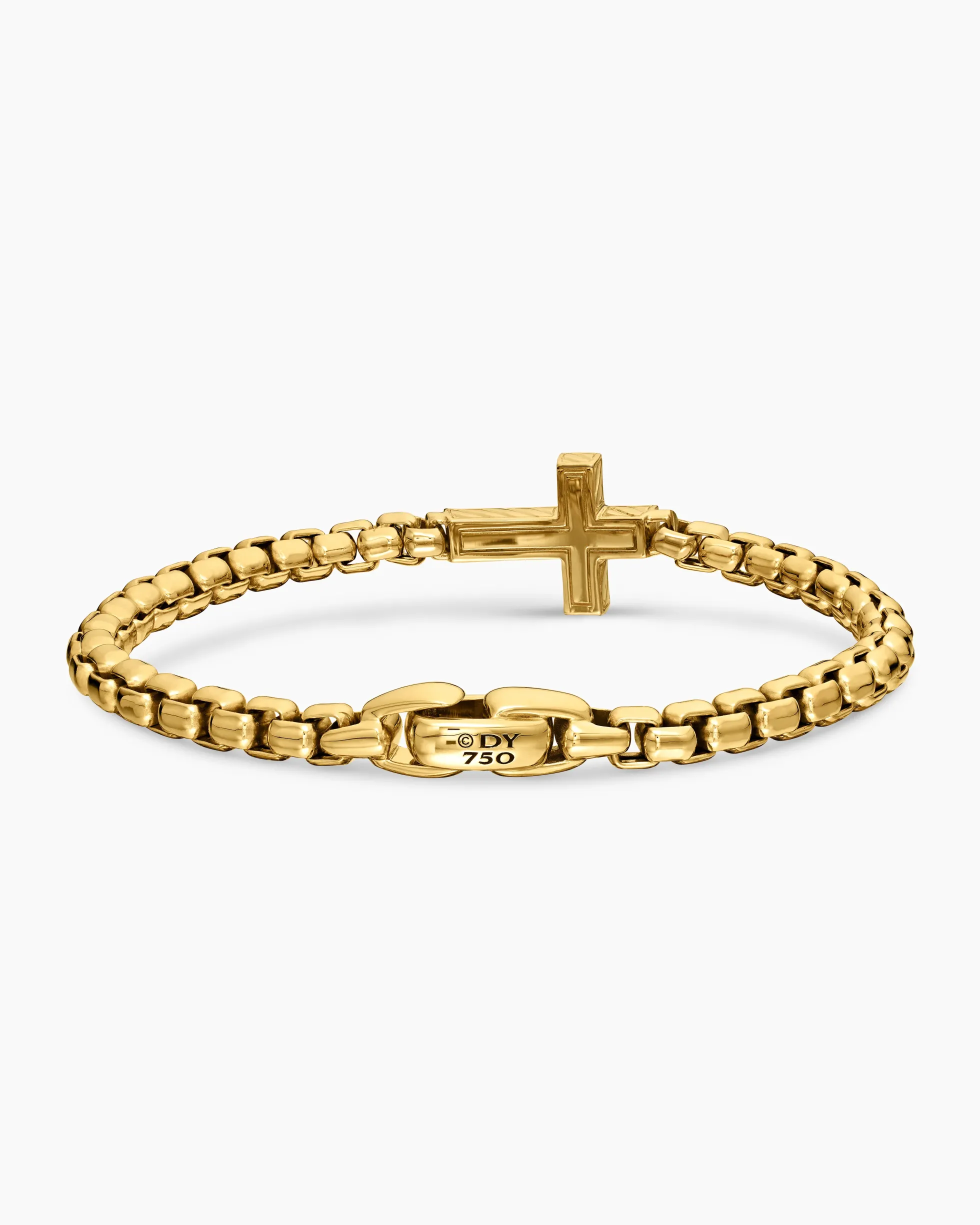 Cross Station Bracelet 18K Yellow Gold with Diamonds, 5mm