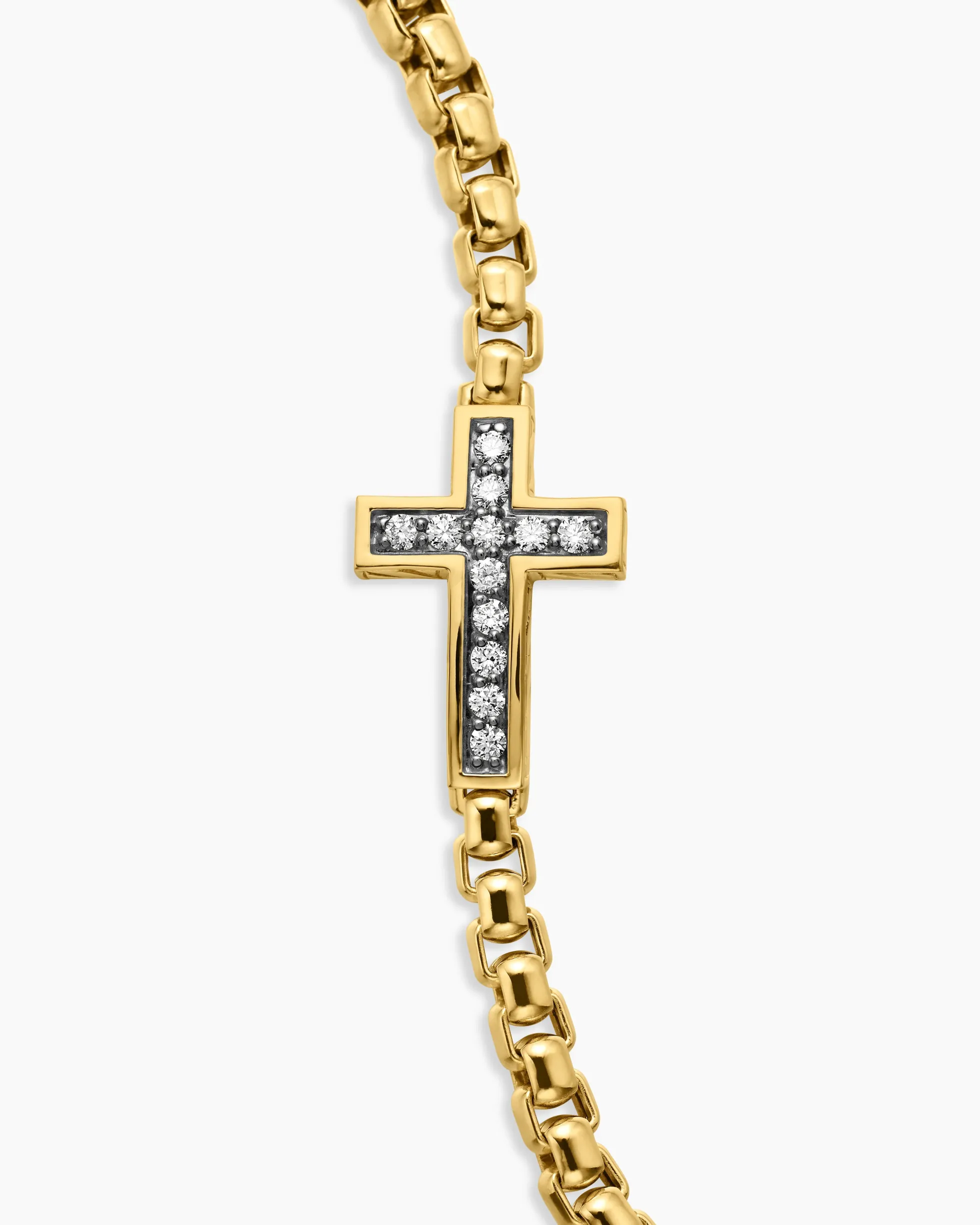 Cross Station Bracelet 18K Yellow Gold with Diamonds, 5mm