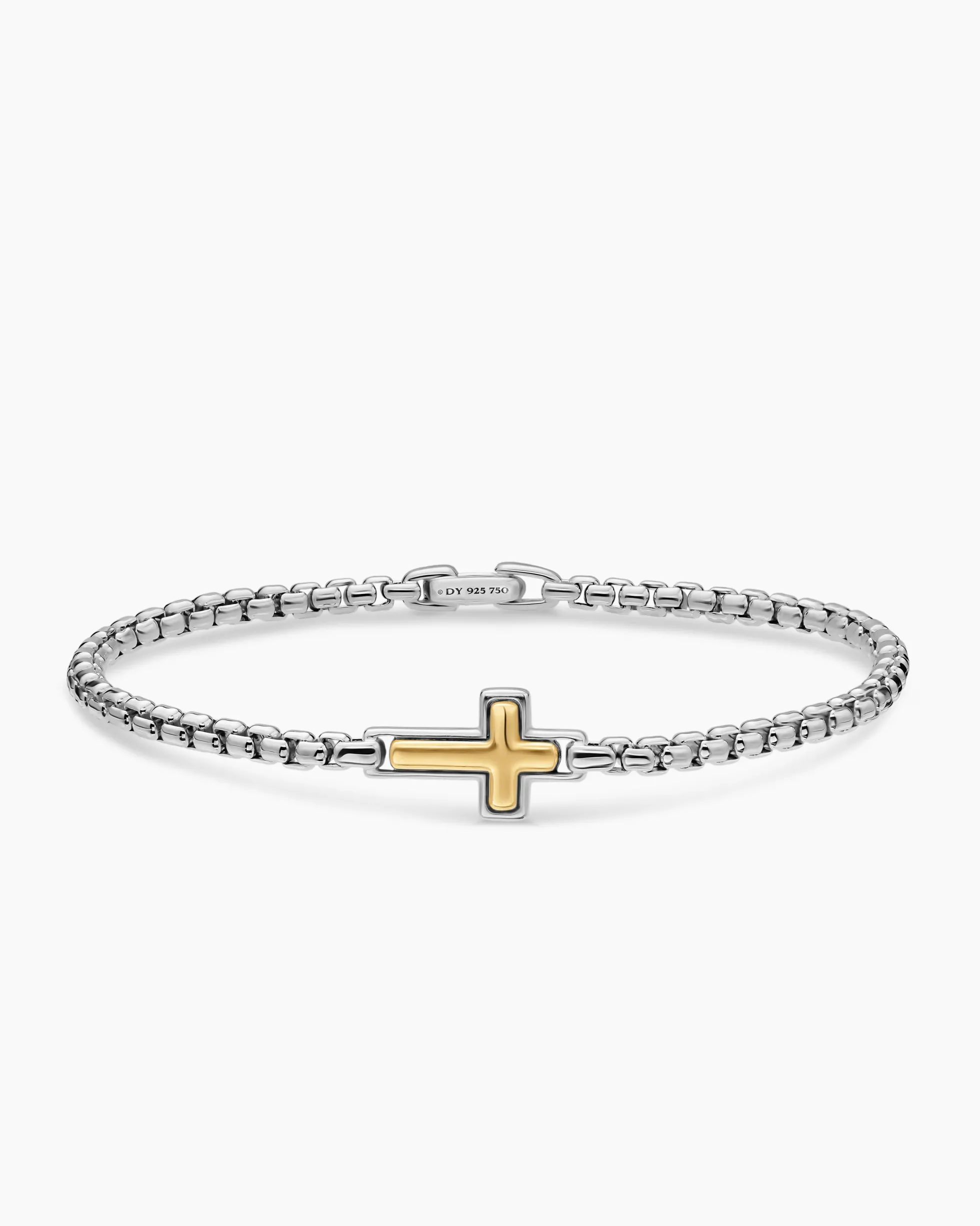 Cross Station Bracelet Sterling Silver with 14K Yellow Gold, 3.6mm