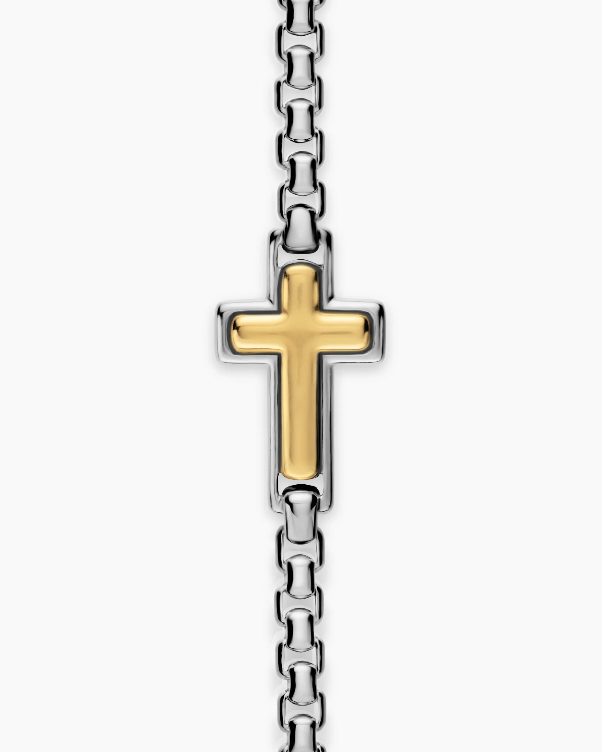 Cross Station Bracelet Sterling Silver with 14K Yellow Gold, 3.6mm