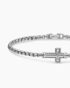 Cross Station Bracelet Sterling Silver, 3.6mm