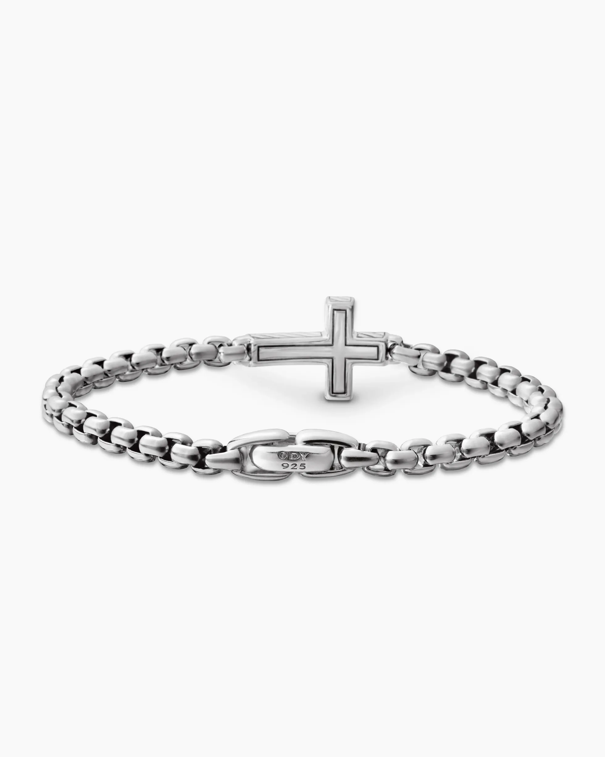 Cross Station Bracelet Sterling Silver with Black Diamonds, 5mm