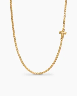 Cross Station Necklace 18K Yellow Gold, 3.4mm