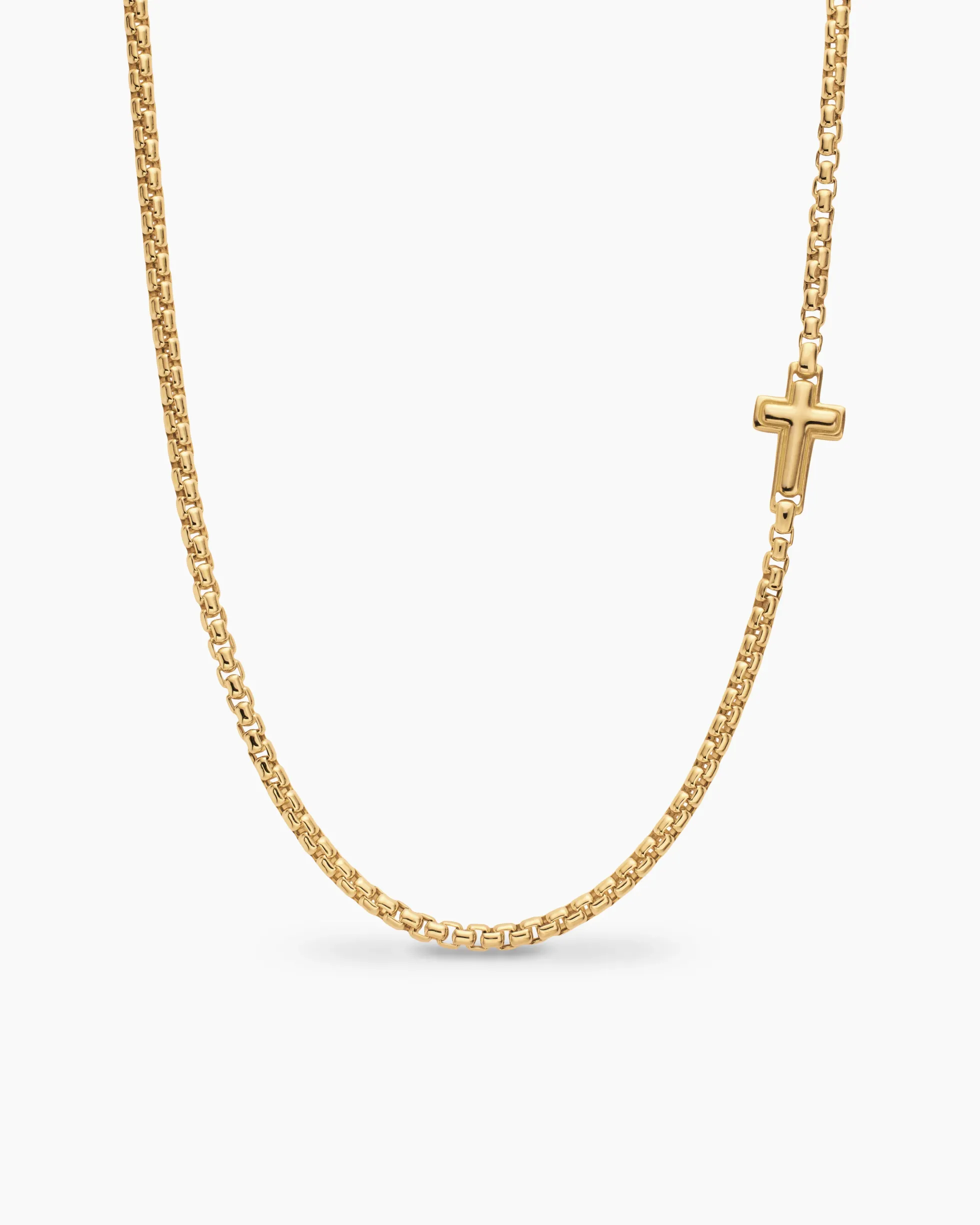 Cross Station Necklace 18K Yellow Gold, 3.4mm