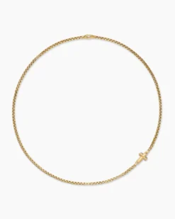 Cross Station Necklace 18K Yellow Gold, 3.4mm