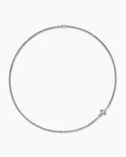 Cross Station Necklace Sterling Silver, 3.6mm