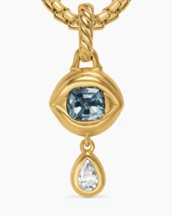 Crying Eye Amulet 18K Yellow Gold with Blue Spinel and Diamond, 16.7mm