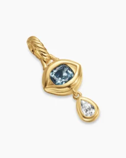 Crying Eye Amulet 18K Yellow Gold with Blue Spinel and Diamond, 16.7mm
