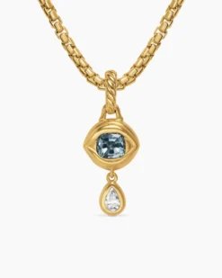Crying Eye Amulet 18K Yellow Gold with Blue Spinel and Diamond, 16.7mm