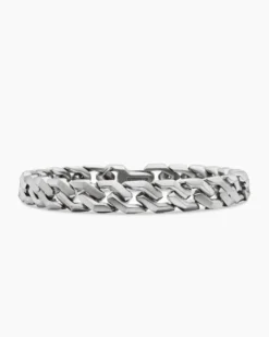 Curb Chain Angular Link Bracelet Sterling Silver, 8.7mm