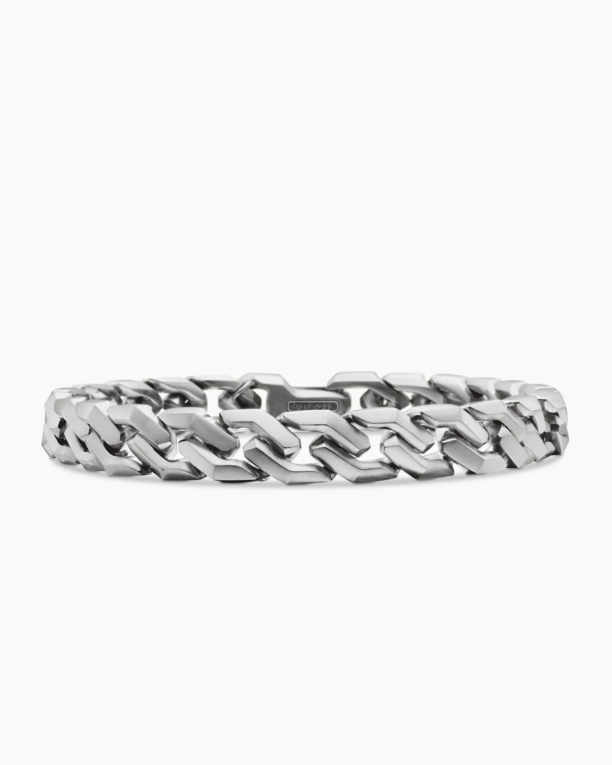Curb Chain Angular Link Bracelet Sterling Silver, 8.7mm