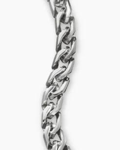Curb Chain Angular Link Bracelet Sterling Silver, 8.7mm