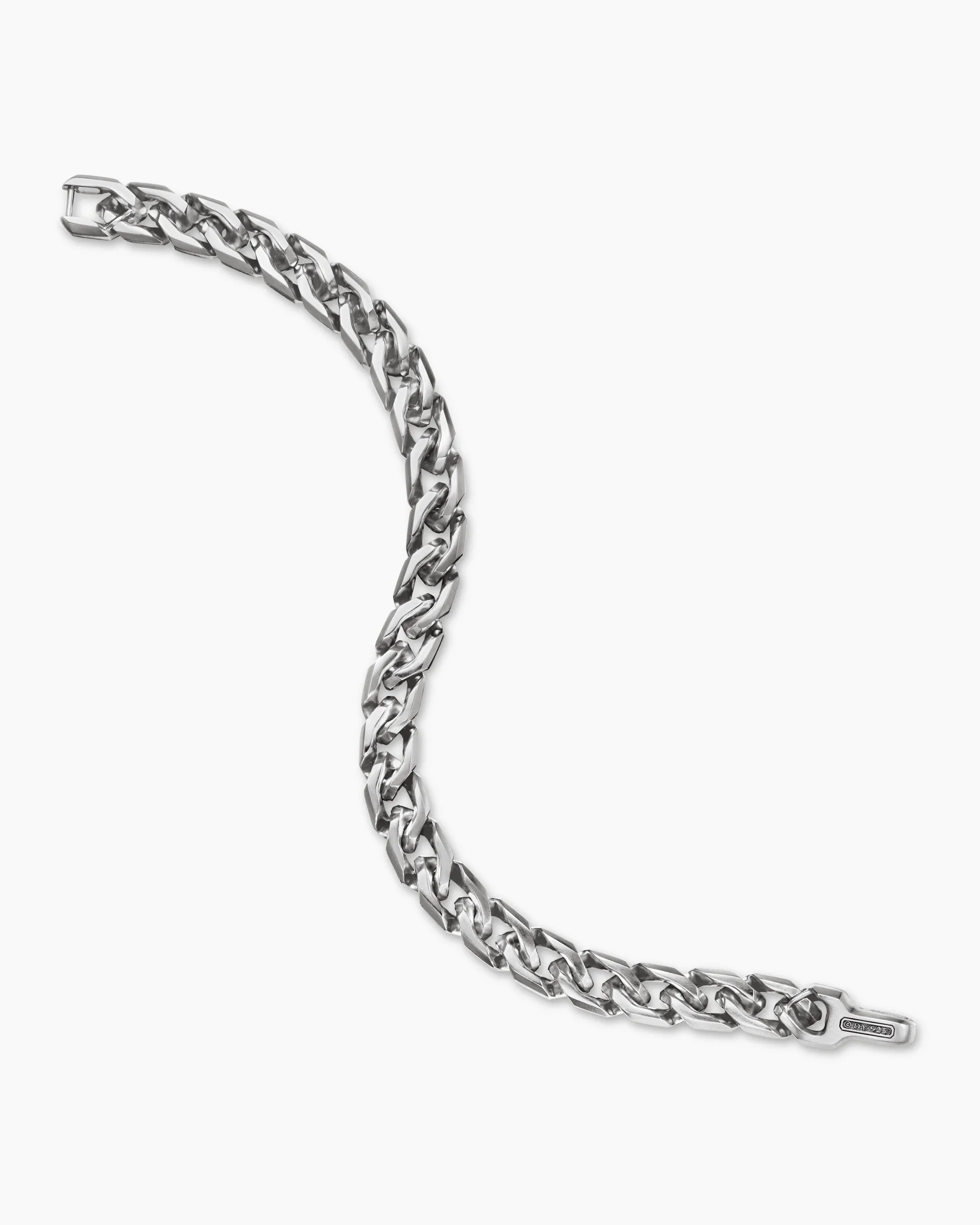 Curb Chain Angular Link Bracelet Sterling Silver, 8.7mm
