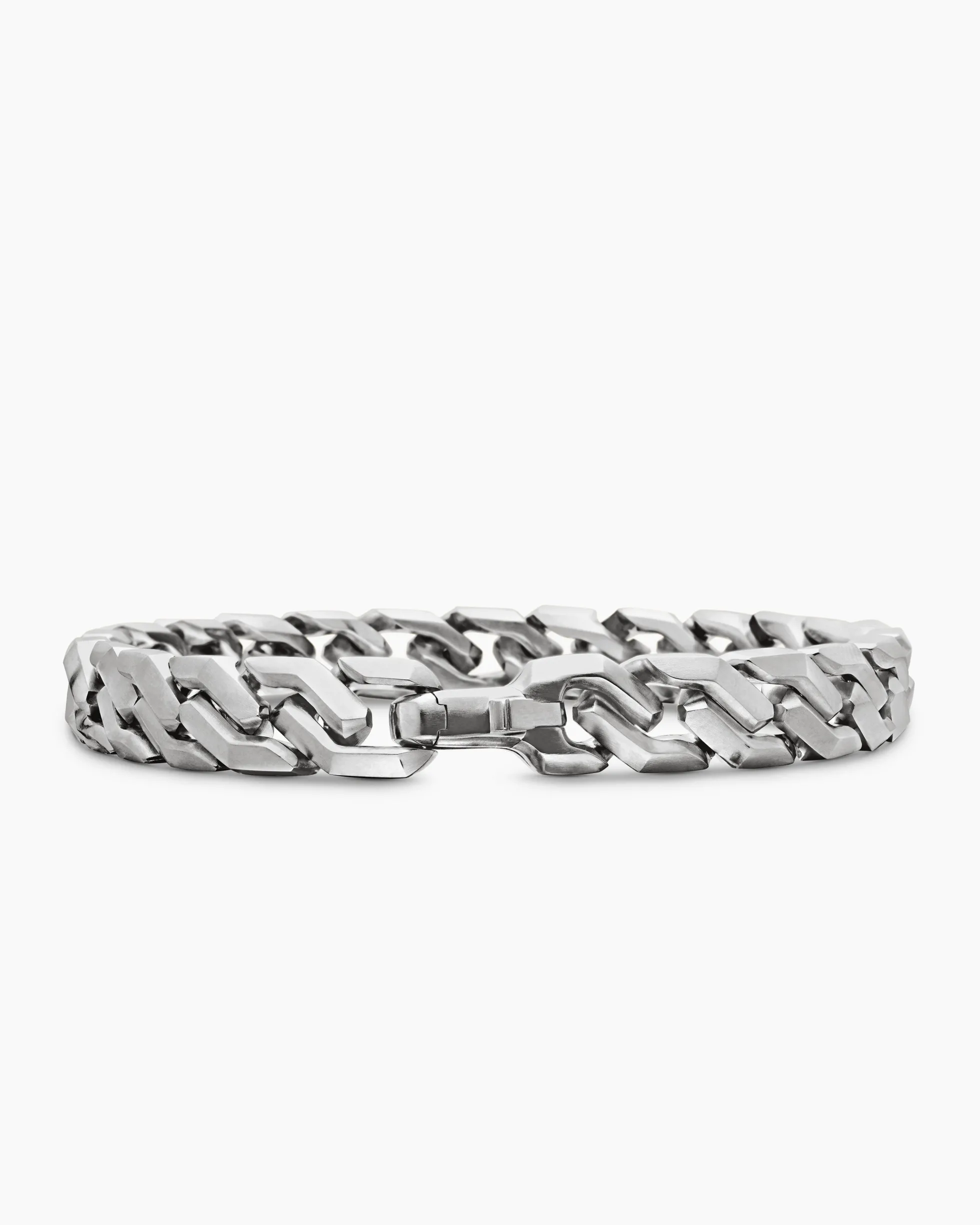 Curb Chain Angular Link Bracelet Sterling Silver, 8.7mm