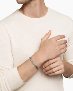 Curb Chain Angular Link Bracelet Sterling Silver, 8.7mm