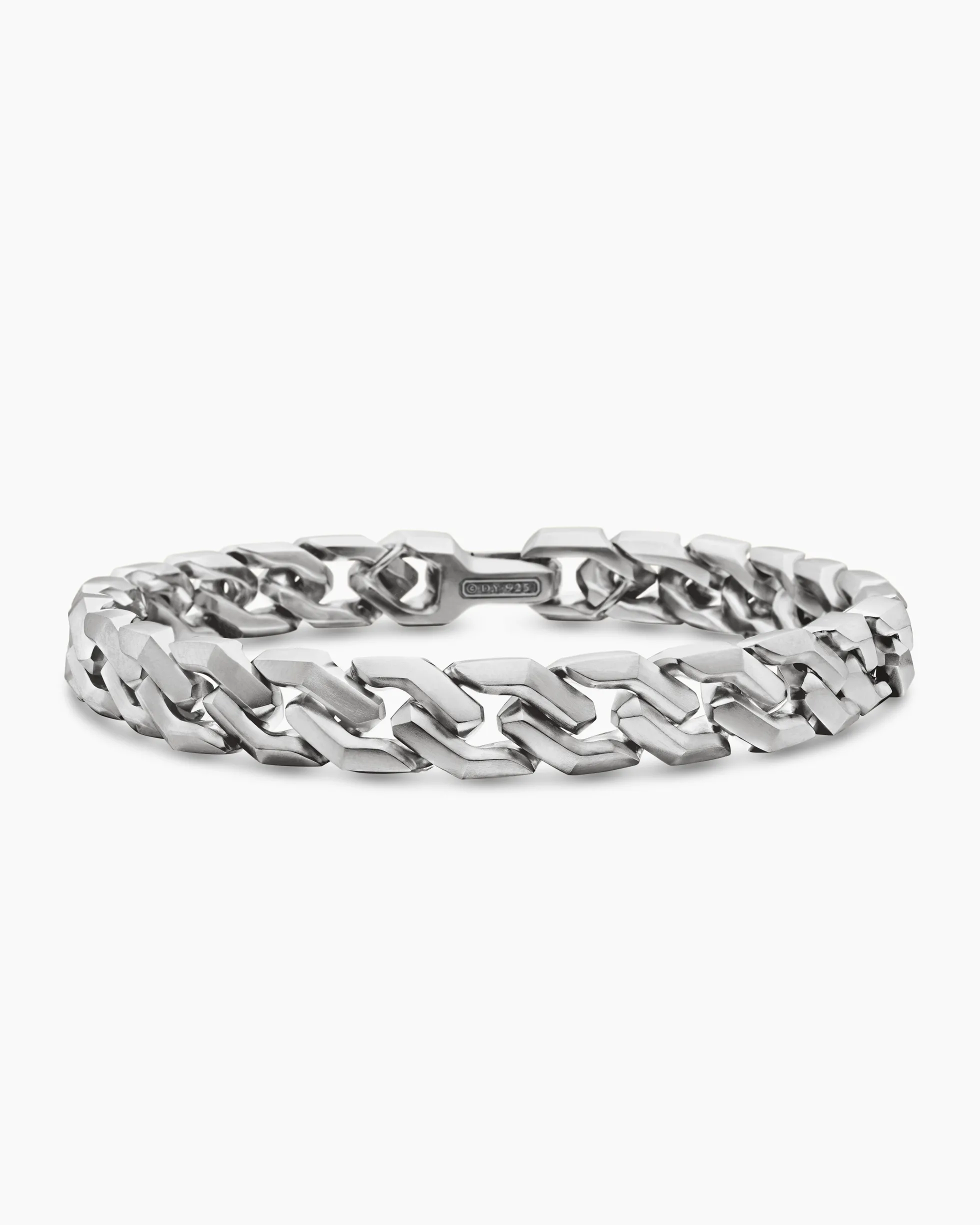 Curb Chain Angular Link Bracelet Sterling Silver, 8.7mm