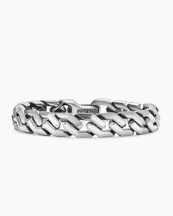 Curb Chain Angular Link Bracelet Sterling Silver, 11.5mm
