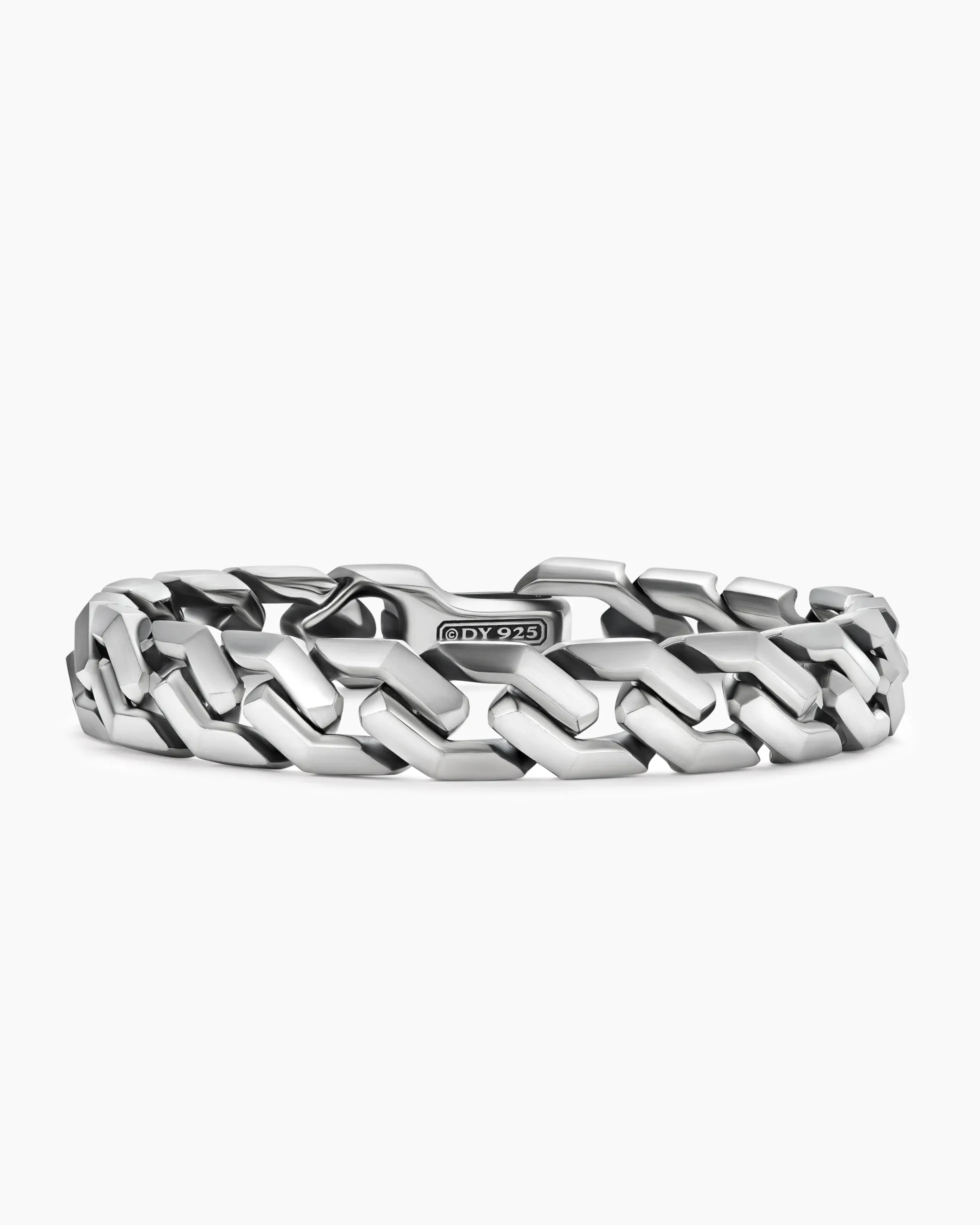 Curb Chain Angular Link Bracelet Sterling Silver, 11.5mm