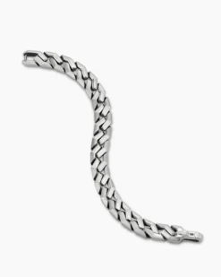 Curb Chain Angular Link Bracelet Sterling Silver, 11.5mm