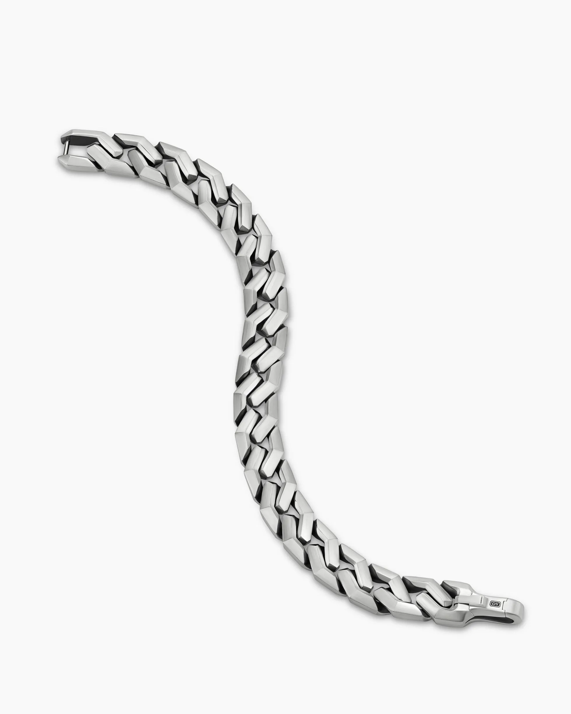 Curb Chain Angular Link Bracelet Sterling Silver, 11.5mm