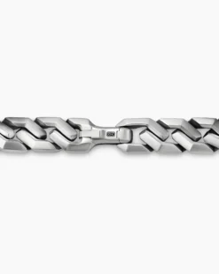 Curb Chain Angular Link Bracelet Sterling Silver, 11.5mm