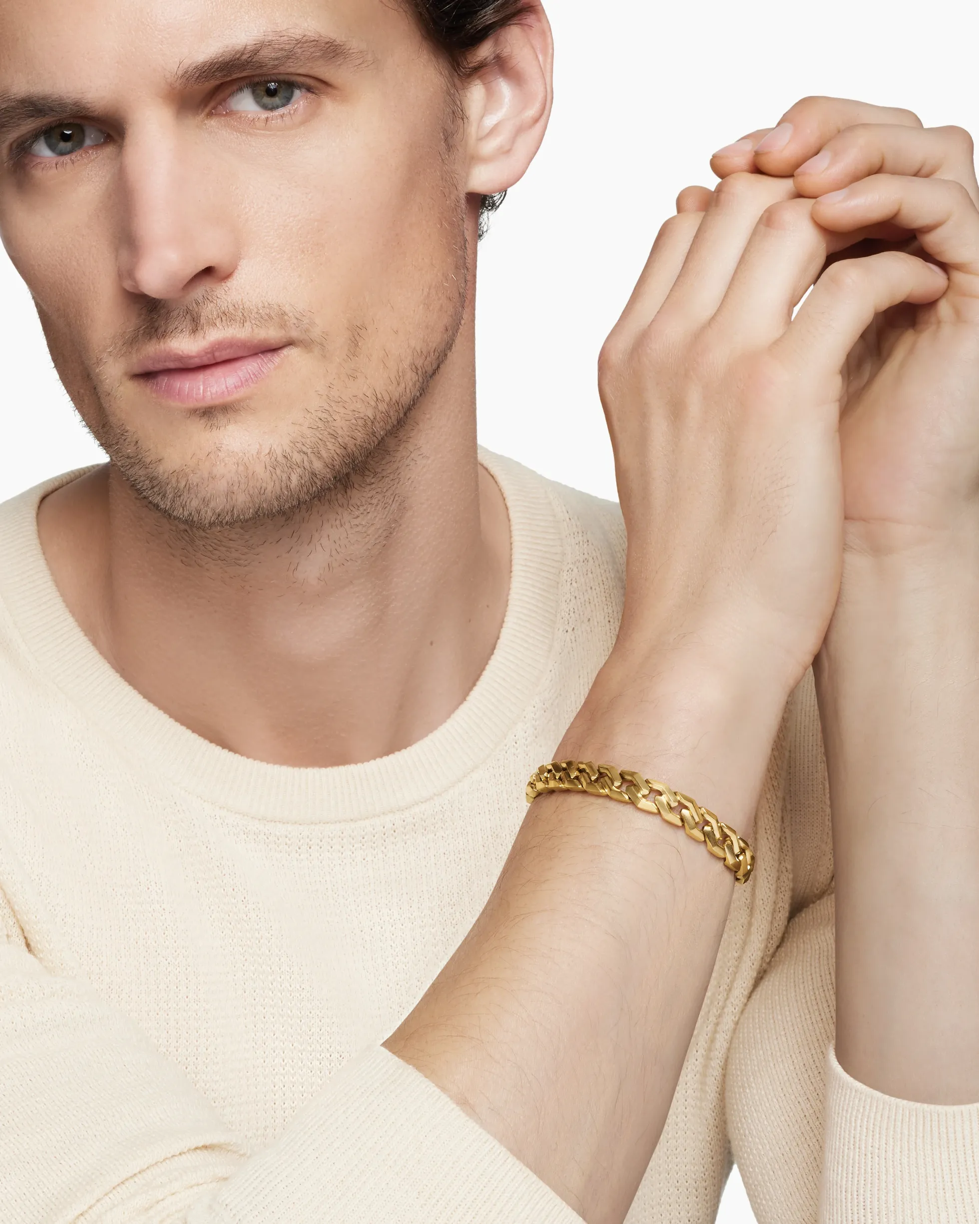 Curb Chain Angular Link Bracelet 18K Yellow Gold, 8.7mm