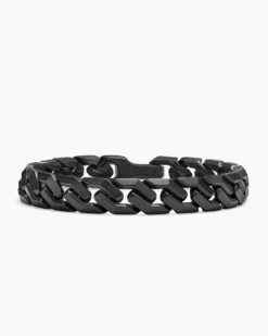 Curb Chain Angular Link Bracelet Black Titanium, 11.5mm