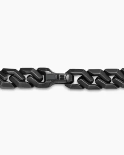Curb Chain Angular Link Bracelet Black Titanium, 11.5mm