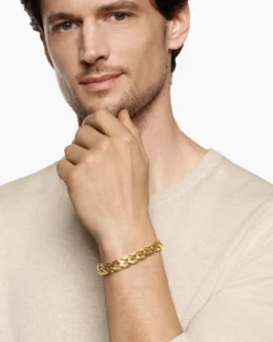 Curb Chain Angular Link Bracelet 18K Yellow Gold, 11.5mm