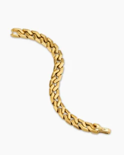 Curb Chain Angular Link Bracelet 18K Yellow Gold, 11.5mm